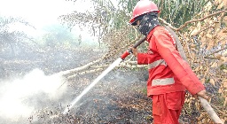 Polsek Sungai Penuh Bersama Damkar Padamkan Karhutla Seluas 0,5 Hektare di Ulu Air